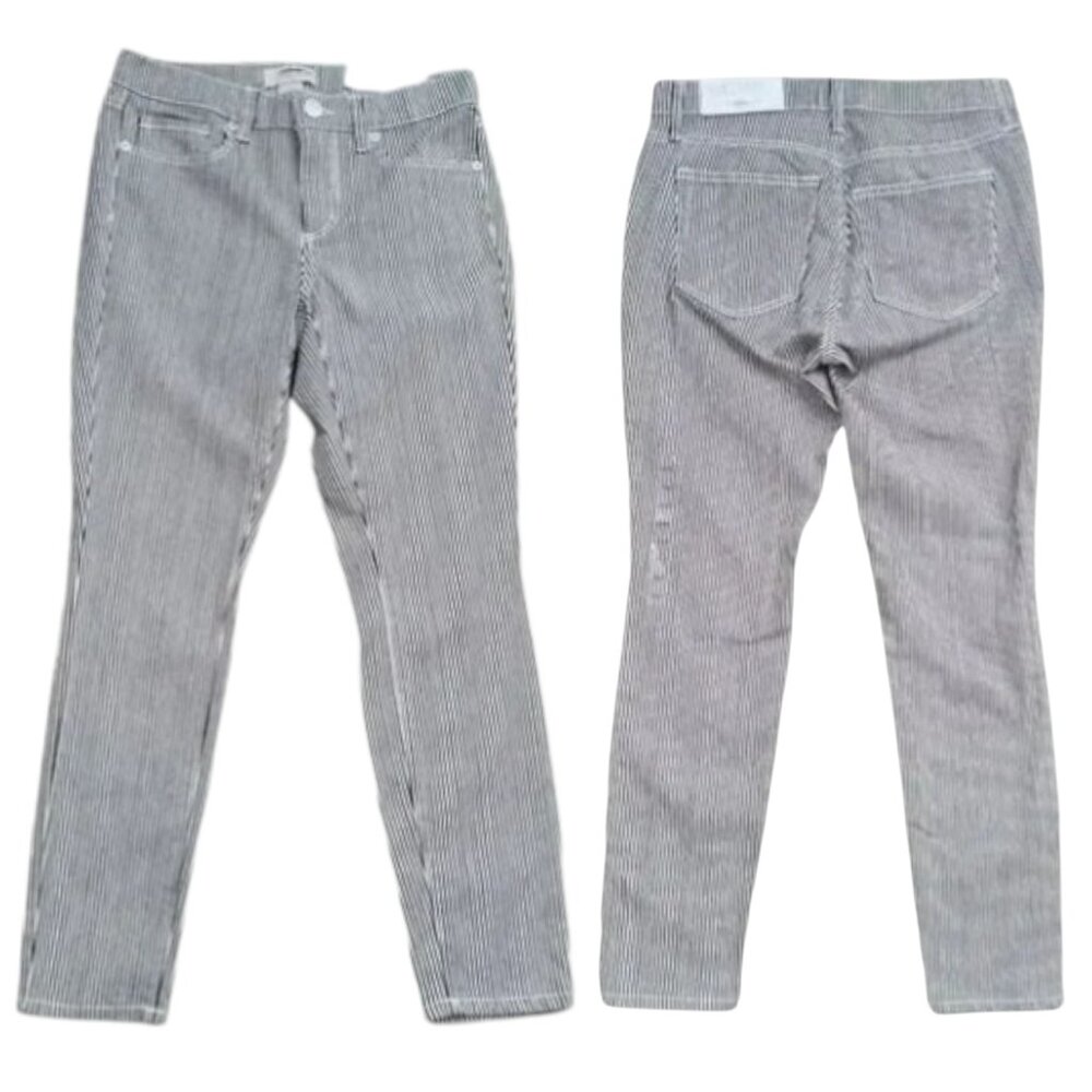 Loft Skinny Ankle Stripe Jeans Navy/White Women's Sz 4 New w/ Tag